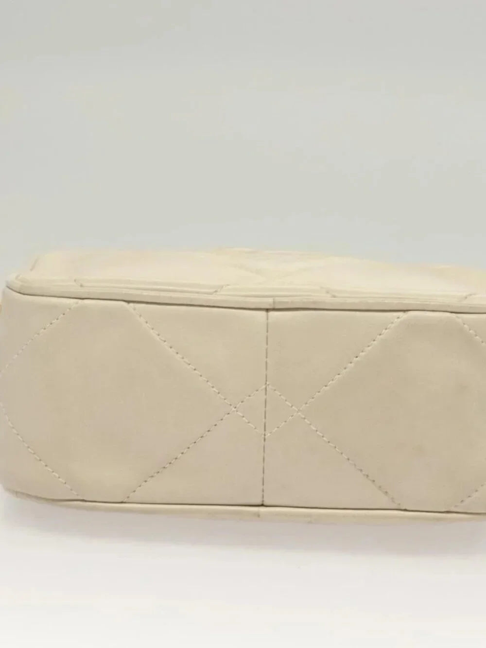 CHANEL Matelasse COCO Mark Chain Bag Lamb Skin Beige Gold CC Auth BA3101